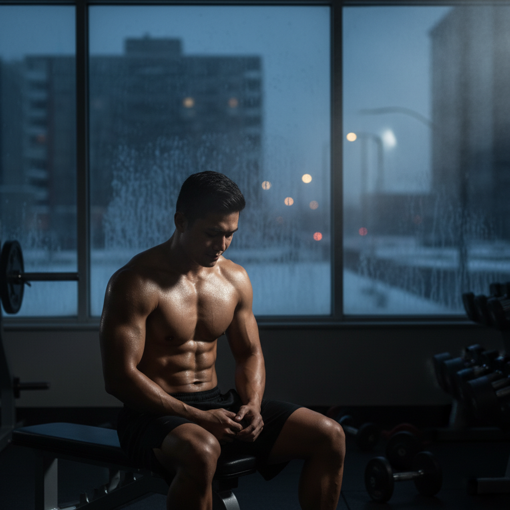 Man drinking a protein shake after a workout to aid muscle recovery and growth.