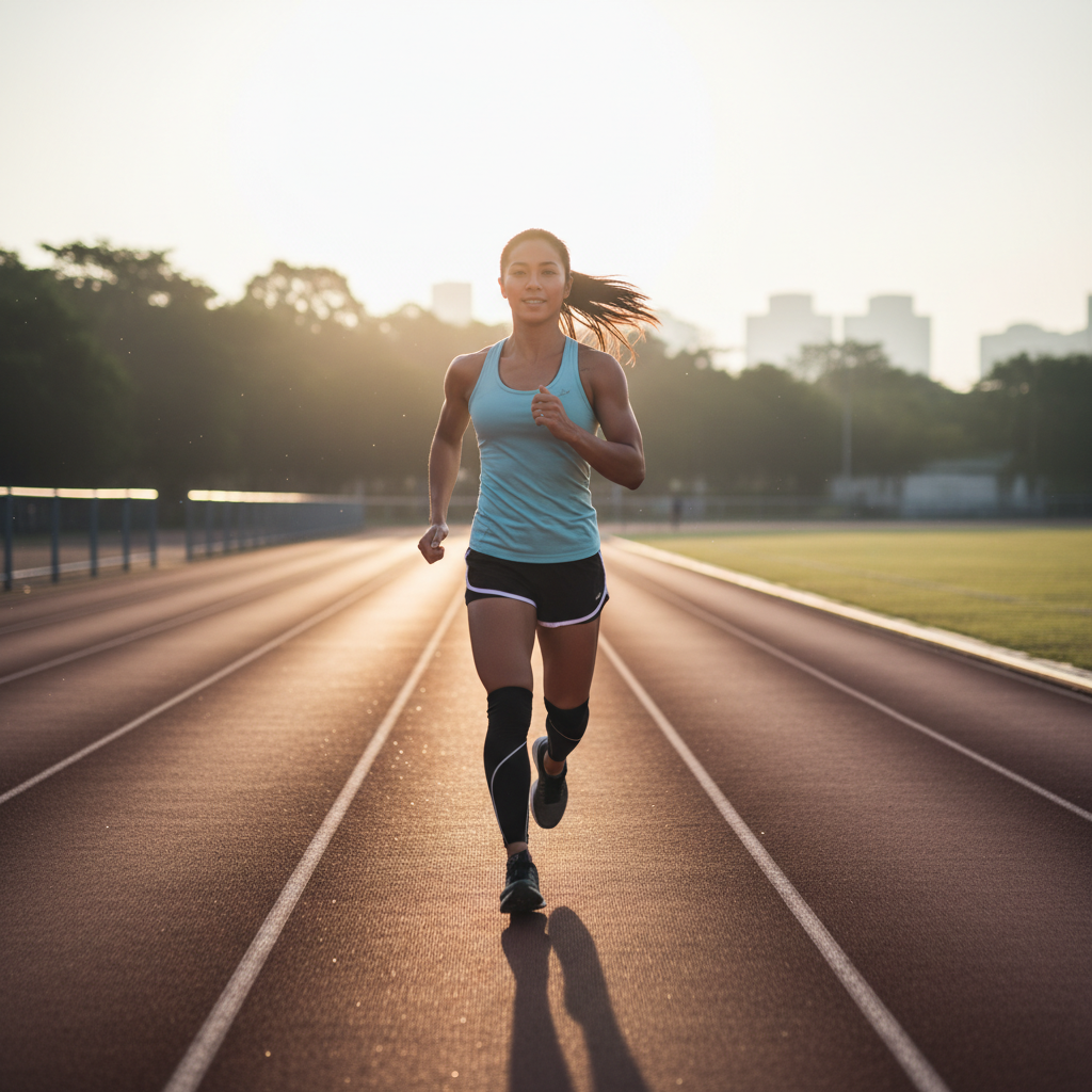 Filipina doing a home workout as part of her beginner fitness journey.