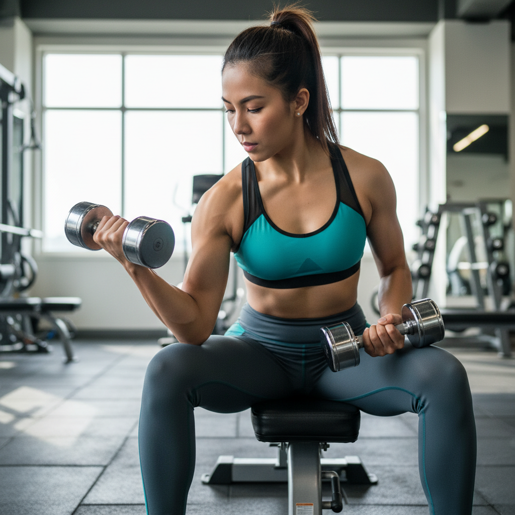 A person performing a bicep curl with perfect form.