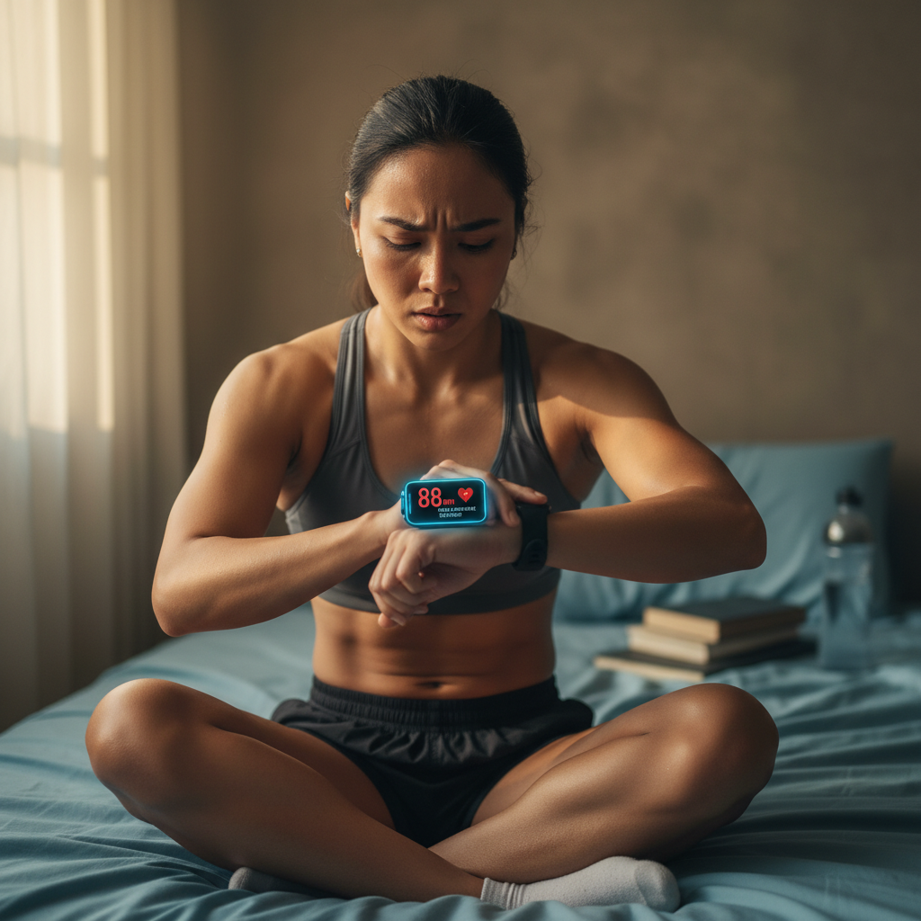 Athlete holding a sore muscle, a sign of overtraining and lack of recovery.