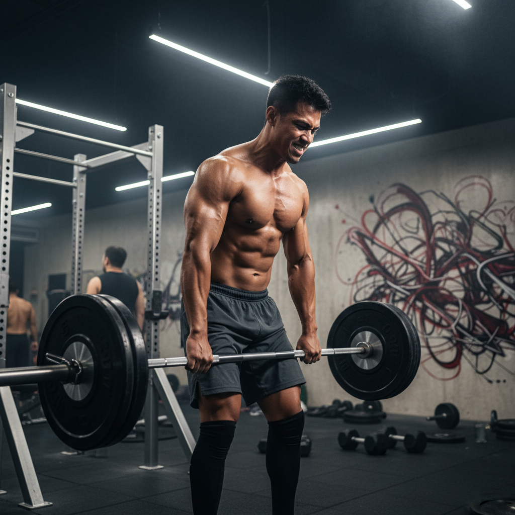 Woman doing a bodyweight exercise at home in the Philippines.