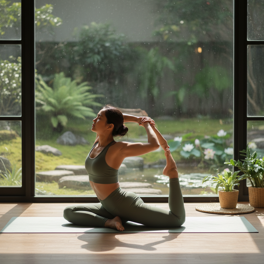 Man stretching after a home workout session for mental health.