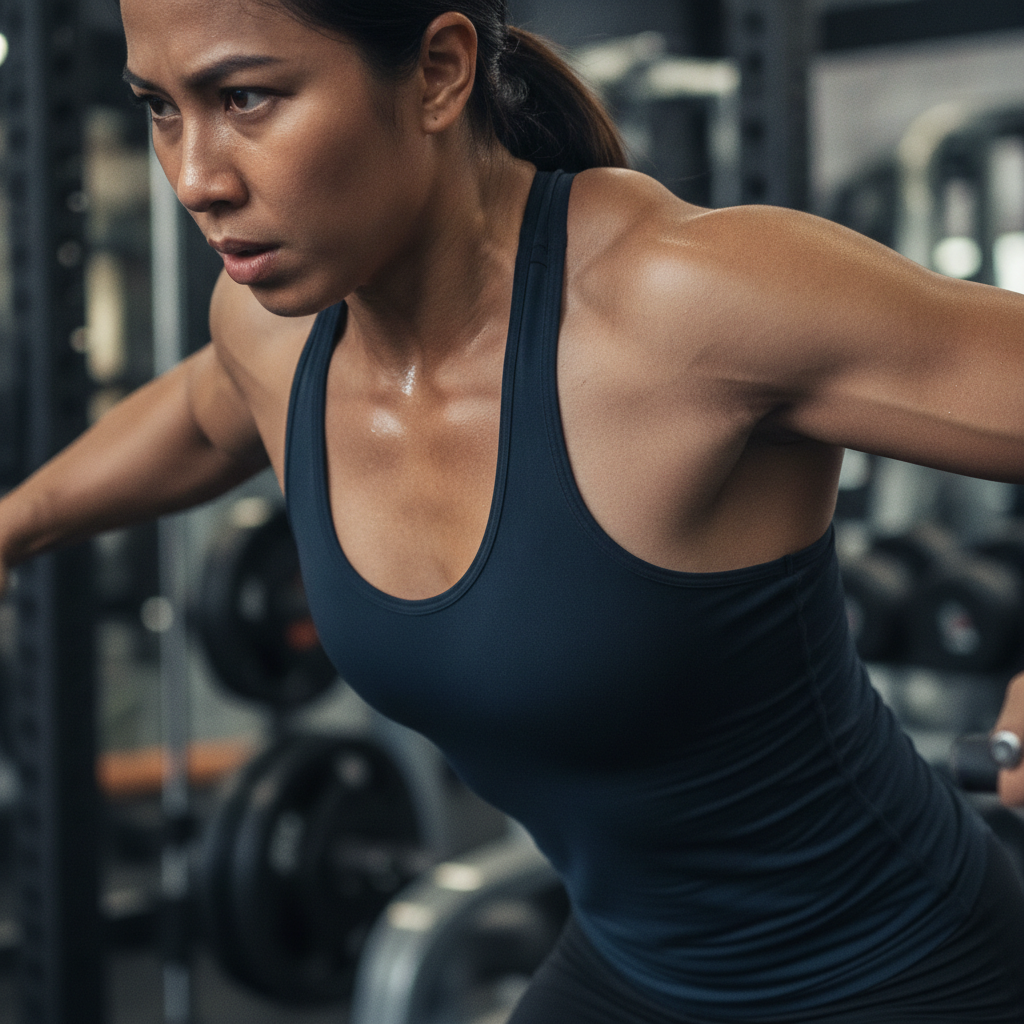 Woman preparing a healthy meal as part of her filipino women fitness goals.